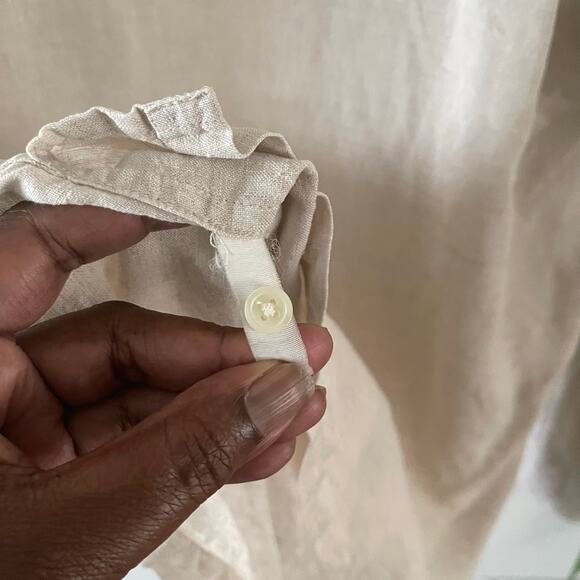 Banana Republic Factory Linen Embroidered Tunic Top Womens Medium Natural Boho - Picture 6 of 10